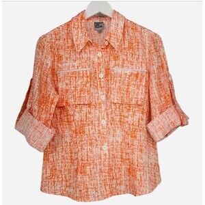 Anthropologie People Like Frank Linen Shirt Small Zip Pocket Buttoned Coastal